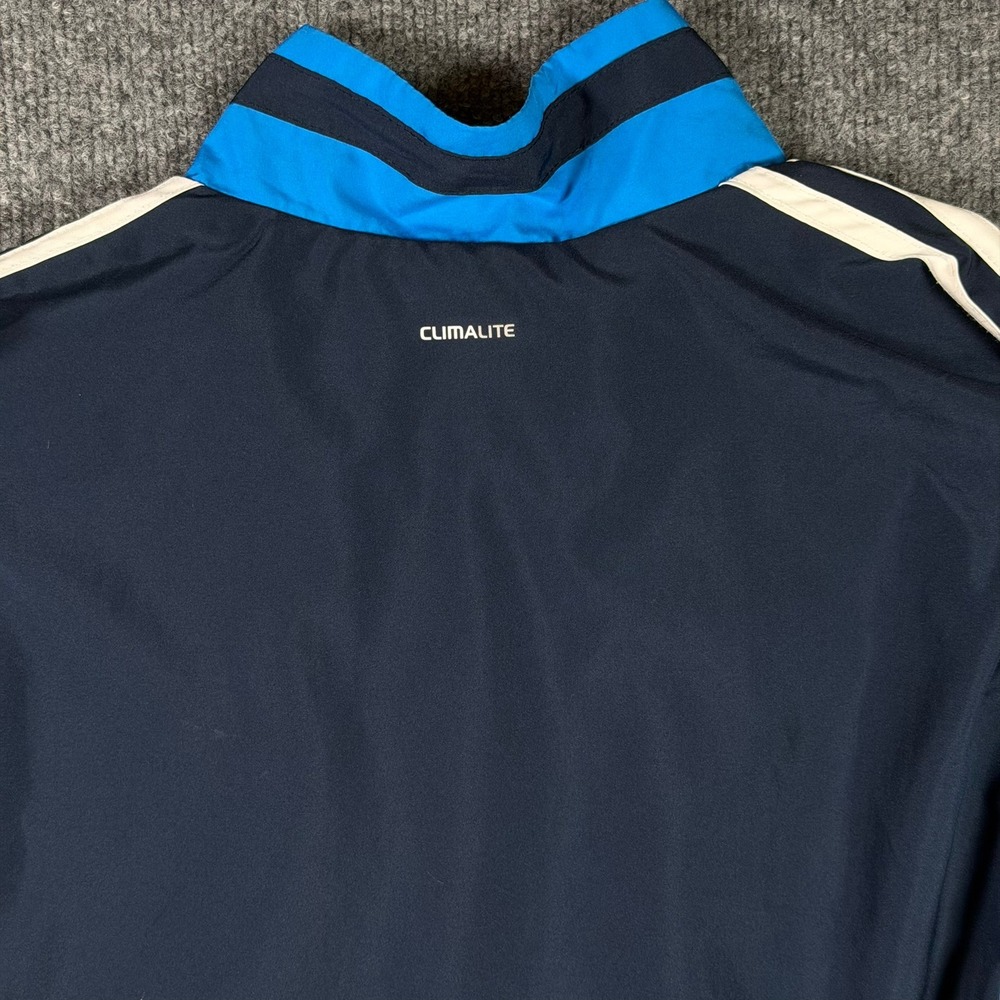 Adidas Track Jacket Mens Large Navy Blue Climalite Full Zip Mesh Lined 3-Stripe - Picture 10 of 13